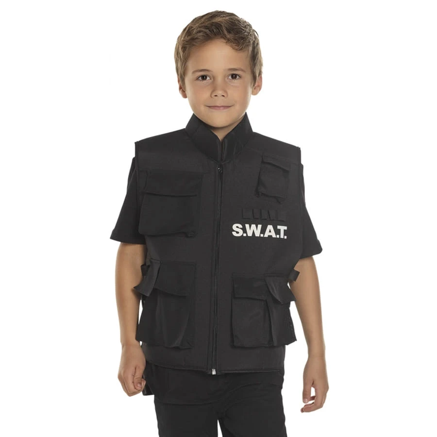 Gilet SWAT Noir Sans Manche Pour Enfant 3 Gilet SWAT Noir Sans Manche Pour Enfant