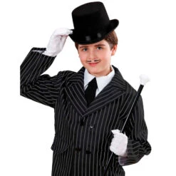 Déguisement Noir Argenté De Petit Magicien -Boutique De Carnaval D'Halloween Haut de forme noir taille enfant