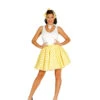 Jupe Courte Vintage Jaune à Pois Pour Femme 1 Jupe Courte Vintage Jaune à Pois Pour Femme -Boutique De Carnaval D'Halloween Jupe courte vintage jaune a pois pour femme
