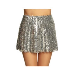 Jupe Disco Argentée à Sequins