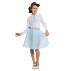 Jupe Et Cravate Bleue Des Années 50 à Pois, Fille