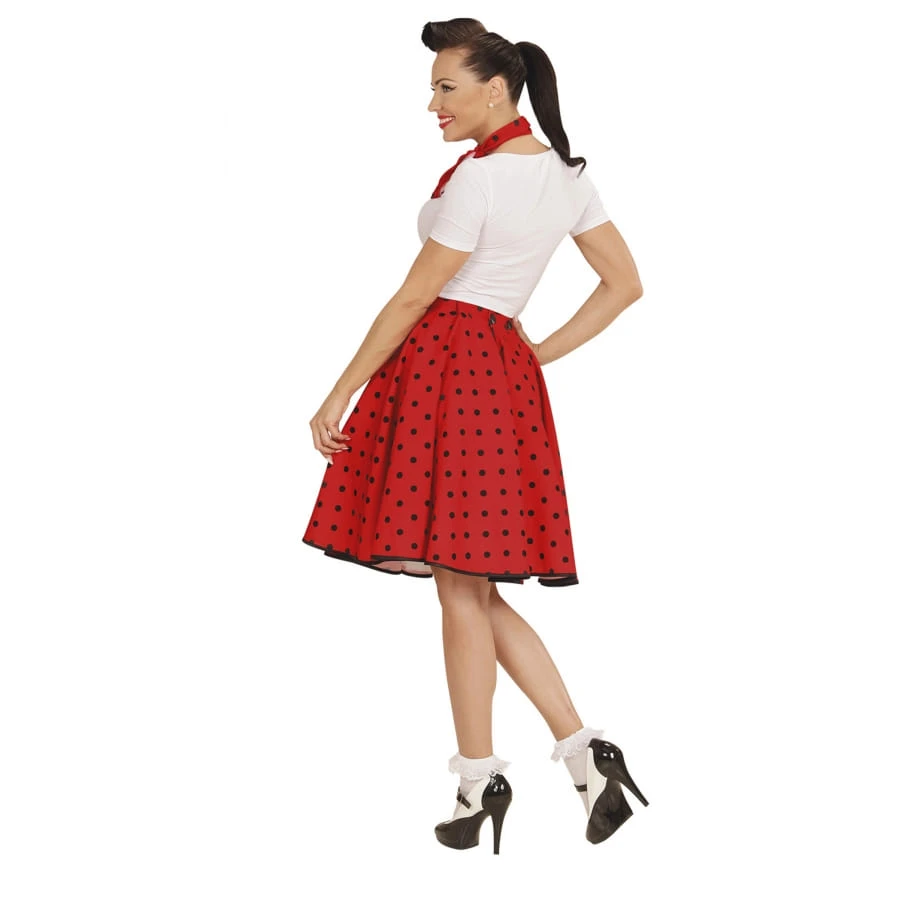 Jupe Rouge à Pois Avec Foulard, Années 50 5 Jupe Rouge à Pois Avec Foulard, Années 50 – Image 3