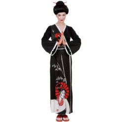 Kimono De Geisha Noir Pour Femme 9 Kimono De Geisha Noir Pour Femme -Boutique De Carnaval D'Halloween Kimono de geisha noir pour femme 15217