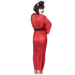 Kimono Rouge De Geisha Imprimés Calligraphie 9 Kimono Rouge De Geisha Imprimés Calligraphie -Boutique De Carnaval D'Halloween Kimono rouge de geisha imprimes calligraphie 24184