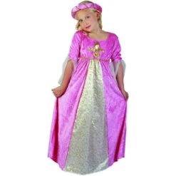 Large Robe Rose Effet Velours Pour Enfant 5 Large Robe Rose Effet Velours Pour Enfant -Boutique De Carnaval D'Halloween Large robe rose effet velours pour enfant 21417