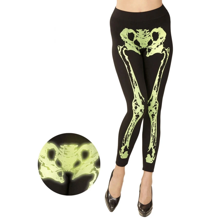 Legging Noir Avec Jambes Squelettes Vert Fluo 5 Legging Noir Avec Jambes Squelettes Vert Fluo – Image 3