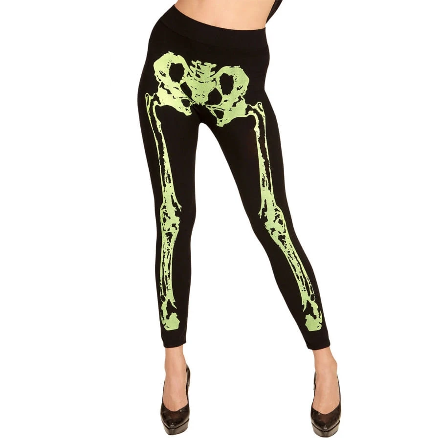 Legging Noir Avec Jambes Squelettes Vert Fluo 3 Legging Noir Avec Jambes Squelettes Vert Fluo