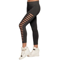 Legging Strech Troué Noir Pour Femme