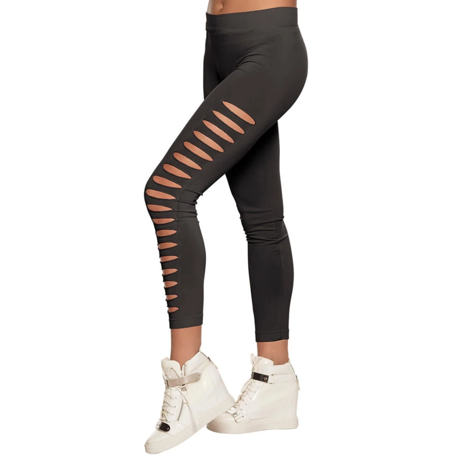 Legging Strech Troué Noir Pour Femme 3 Legging Strech Troué Noir Pour Femme