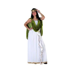 Long Déguisement Blanc De Déesse, Toge Verte -Boutique De Carnaval D'Halloween Long deguisement blanc de deesse toge verte 16746