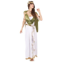 Long Déguisement Blanc De Déesse, Toge Verte
