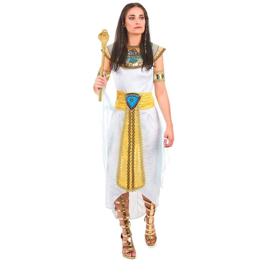 Long Déguisement D'égyptienne Blanc Et Doré 4 Long Déguisement D'égyptienne Blanc Et Doré – Image 2