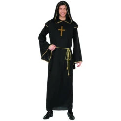 Long Déguisement Noir Et Doré De Religieux -Boutique De Carnaval D'Halloween Long deguisement noir et dore de religieux 27148