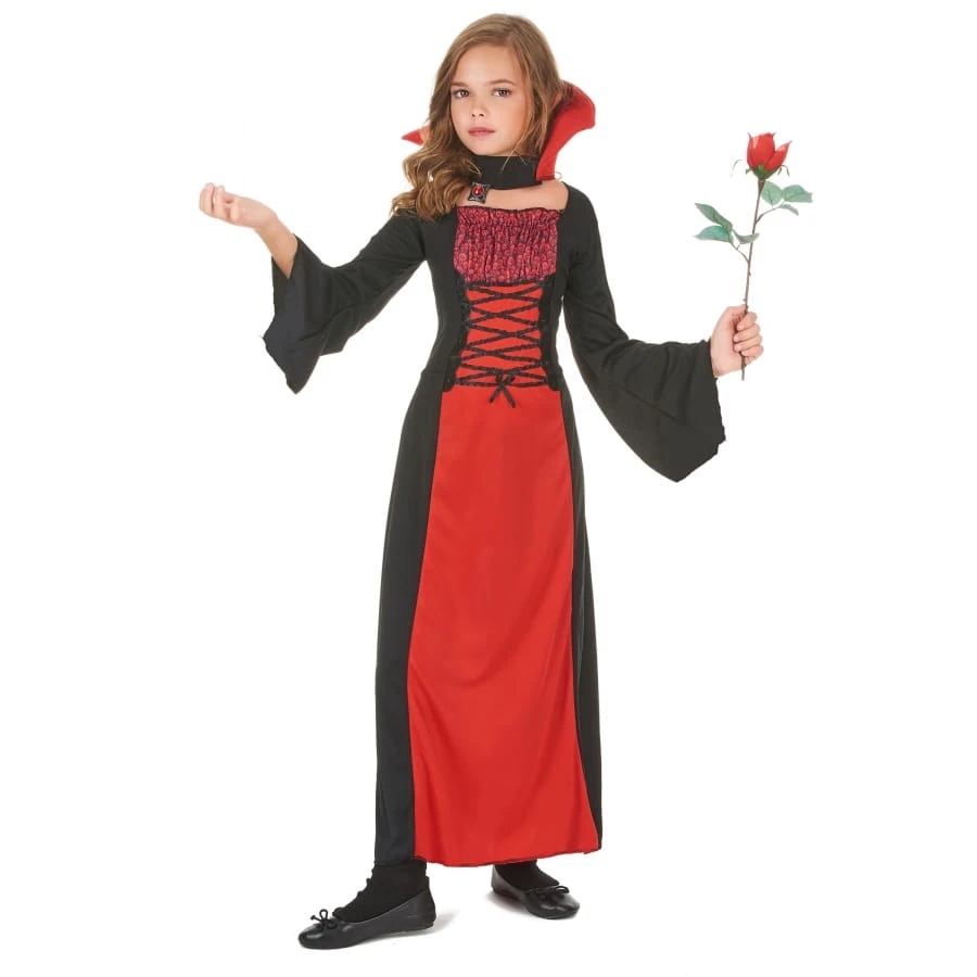 Long Déguisement Rouge Noir De Petite Vampiresse 4 Long Déguisement Rouge Noir De Petite Vampiresse – Image 2