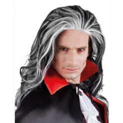 Longue Perruque Avec Mèches Blanches, Vampire