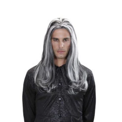 Longue Perruque Blanche Et Noire De Vampire