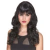 Longue Perruque Noire 3/4 Bouclée -Boutique De Carnaval D'Halloween Longue perruque noire 3 4 bouclee