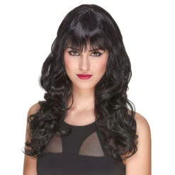 Longue Perruque Noire 3/4 Bouclée