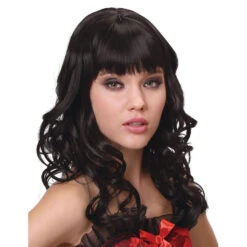 Longue Perruque Noire 3/4 Bouclée -Boutique De Carnaval D'Halloween Longue perruque noire 3 4 bouclee 29458