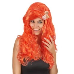 Longue Perruque Orange Ondulée 50cm