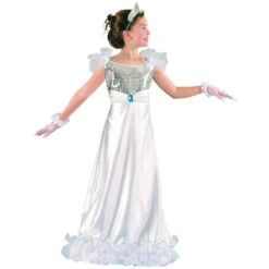 Longue Robe Blanche Argentée De Petite Princesse