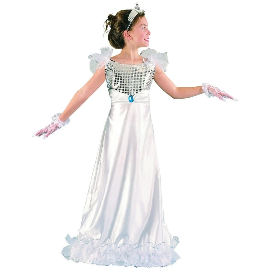 Longue Robe Blanche Argentée De Petite Princesse 3 Longue Robe Blanche Argentée De Petite Princesse