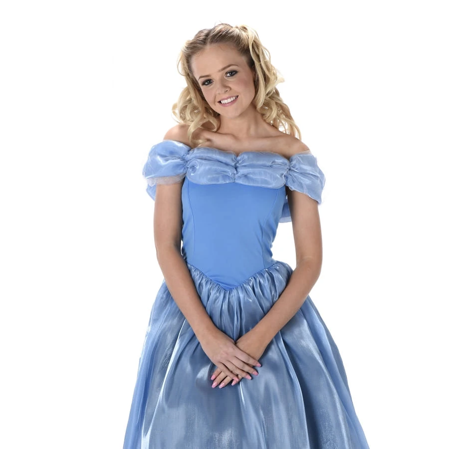 Longue Robe Bleue Unie De Princesse Pour Femme 4 Longue Robe Bleue Unie De Princesse Pour Femme – Image 2