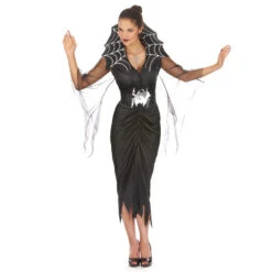Longue Robe Cintrée Araignée à Grand Col 7 Longue Robe Cintrée Araignée à Grand Col -Boutique De Carnaval D'Halloween Longue robe cintree araignee a grand col 14517