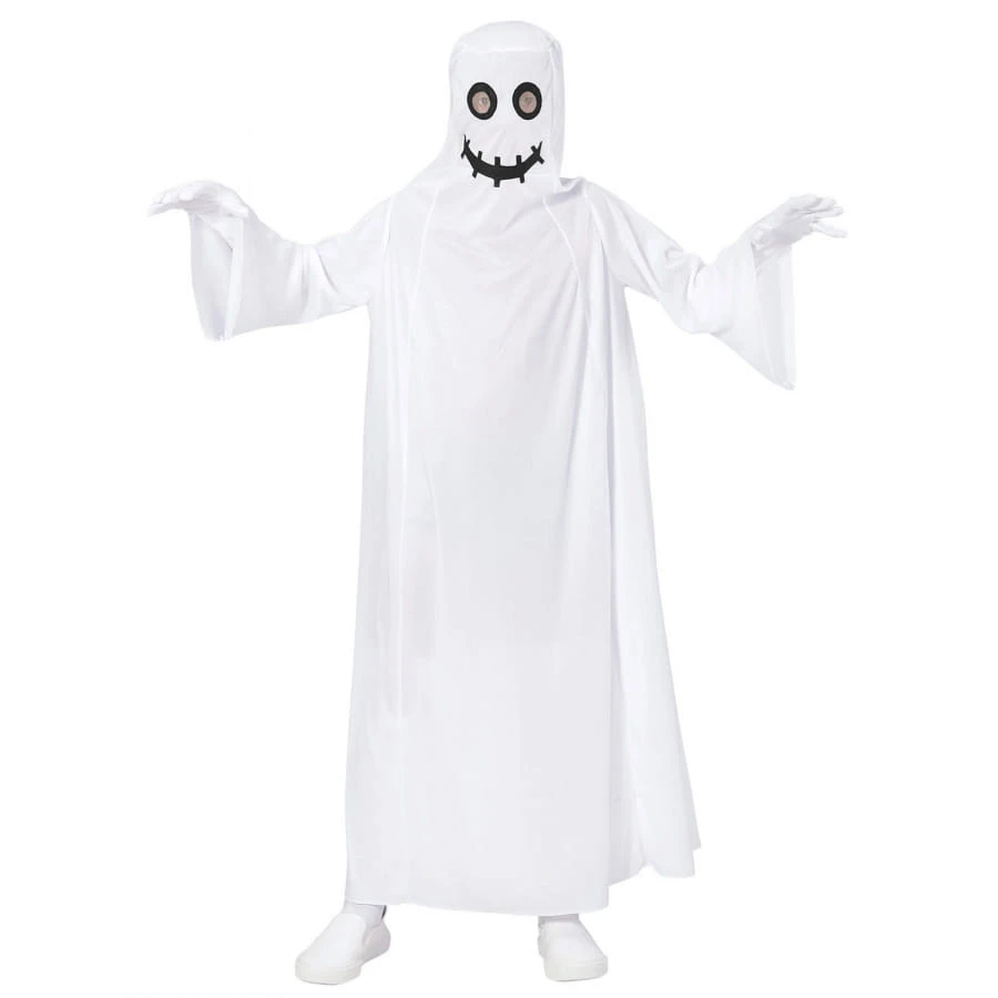 Longue Robe De Fantôme Blanc Avec Cagoule, Enfant 3 Longue Robe De Fantôme Blanc Avec Cagoule, Enfant