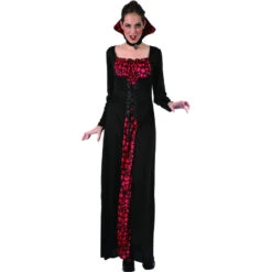 Longue Robe De Femme Vampire Imprimé Têtes De Mort 9 Longue Robe De Femme Vampire Imprimé Têtes De Mort -Boutique De Carnaval D'Halloween Longue robe de femme vampire imprime tetes de mort 24163