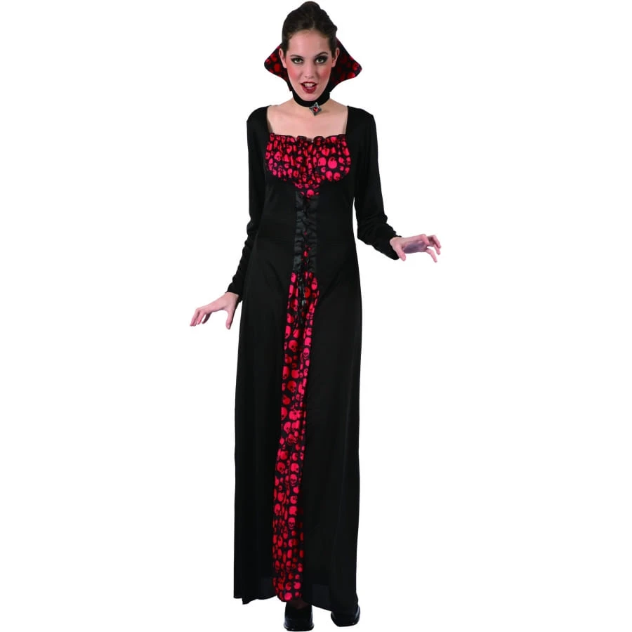 Longue Robe De Femme Vampire Imprimé Têtes De Mort 6 Longue Robe De Femme Vampire Imprimé Têtes De Mort – Image 4
