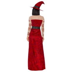 Longue Robe De Sorcière Rouge échancrée -Boutique De Carnaval D'Halloween Longue robe de sorciere rouge echancree 342