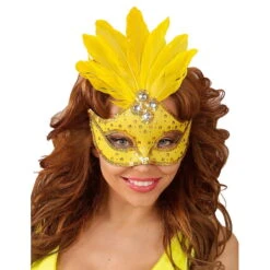 Loup Avec Grosses Paillettes Et Plumes Centrales -Boutique De Carnaval D'Halloween Loup avec grosses paillettes et plumes centrales 47037