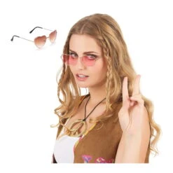 Longue Robe Hippie Multicolore Motifs 60's -Boutique De Carnaval D'Halloween Lunettes coeur avec monture en metal 1