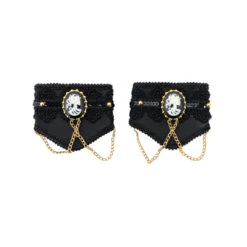 Manchettes Gothiques Noires Avec Chaine Dorée