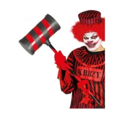 Déguisement Moulant De Arlequine Luxe Pour Adulte -Boutique De Carnaval D'Halloween Marteau geant de clown raye noir et rouge de 72 cm