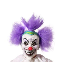 Masque De Clown Fou Avec Cheveux Violet, Adulte