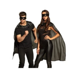 Masque Et Cape Noir De Super Héros Pour Adulte -Boutique De Carnaval D'Halloween Masque et cape noir de super heros pour adulte 62480
