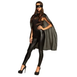 Masque Et Cape Noir De Super Héros Pour Adulte -Boutique De Carnaval D'Halloween Masque et cape noir de super heros pour adulte 62481