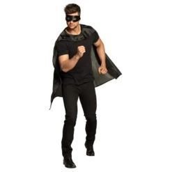 Masque Et Cape Noir De Super Héros Pour Adulte -Boutique De Carnaval D'Halloween Masque et cape noir de super heros pour adulte 62482