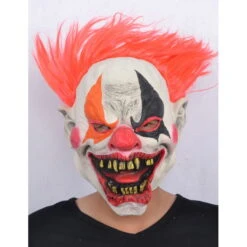 Masque Horrible Clown Avec Cheveux Rouges -Boutique De Carnaval D'Halloween Masque horrible clown avec cheveux rouges 29638