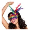 Masque Loup Arc En Ciel Avec Plumes -Boutique De Carnaval D'Halloween Masque loup arc en ciel avec plumes