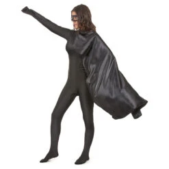 Masque, Manchette Et Cape Noire Pour Adulte -Boutique De Carnaval D'Halloween Masque manchette et cape noire pour adulte 27491