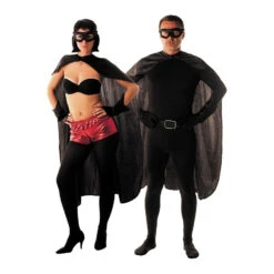 Masque, Manchette Et Cape Noire Pour Adulte -Boutique De Carnaval D'Halloween Masque manchette et cape noire pour adulte 27495