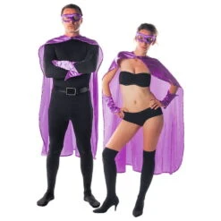 Masque, Manchettes Et Cape Violette Pour Homme -Boutique De Carnaval D'Halloween Masque manchettes et cape violette pour homme 27501