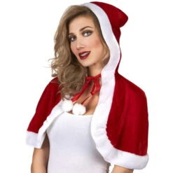Mini Cape De Mère Noël Effet Velours