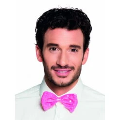 Noeud Papillon Rose Recouvert De Sequins