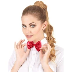 Noeud Papillon Rouge Recouvert De Sequins 6 Noeud Papillon Rouge Recouvert De Sequins -Boutique De Carnaval D'Halloween Noeud papillon rouge recouvert de sequins 35863