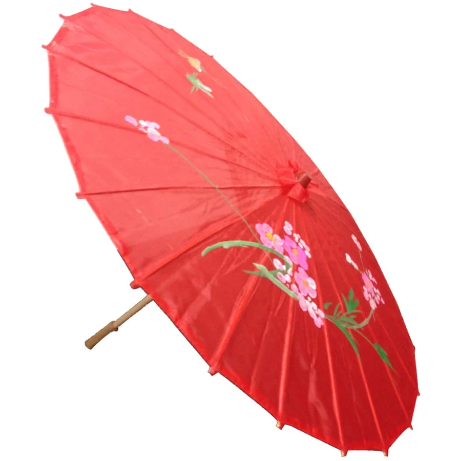 Ombrelle Chinoise En Tissu Rouge 3 Ombrelle Chinoise En Tissu Rouge