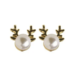 Paire De Boucles D'oreilles Perle Corne De Renne